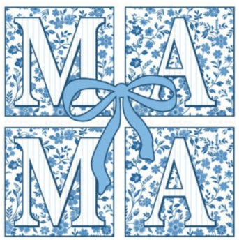 Blue Floral Chinoiserie Mama Coquette DTF Transfer