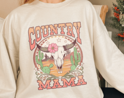 Country Mama Western Cactus Skull DTF Transfer