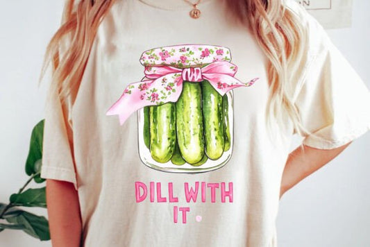 DILL with IT Pickle Jar Bow Coquette DTF Transfer