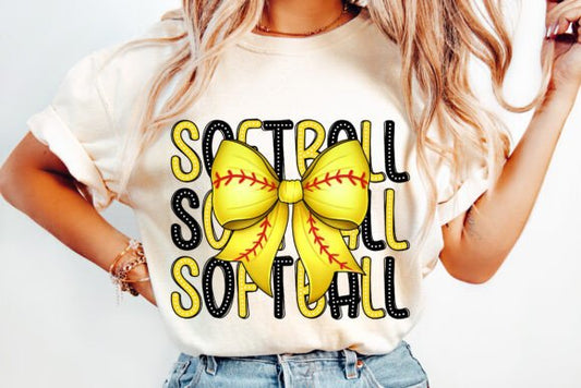 Retro Softball Coquette Bow DTF Transfer