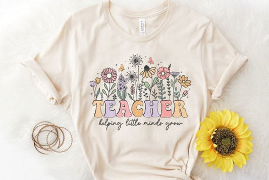 Retro Teacher, Helping Little Minds Grow DTF Transfer