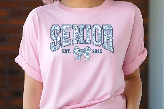 Senior 2025 Chinoiserie Blue Coquette DTF Transfer